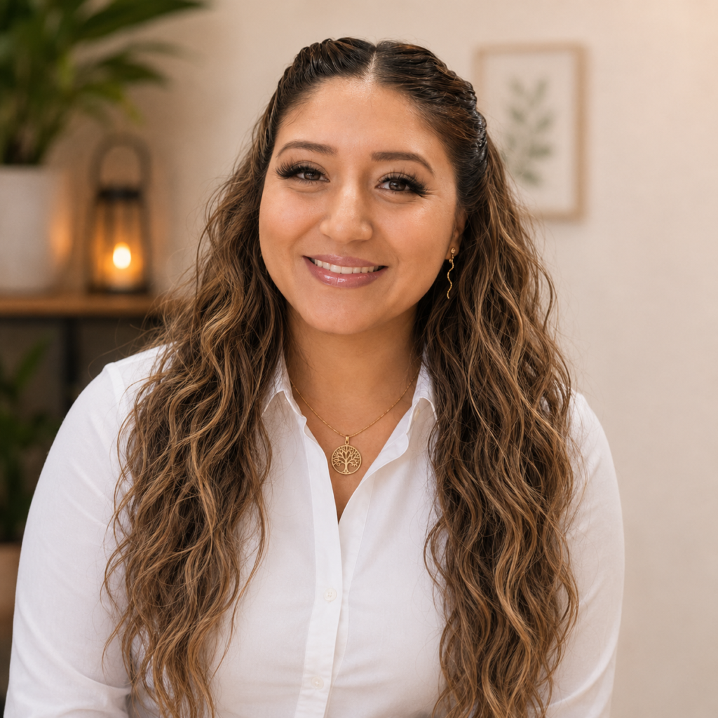 Portrait of a massage therapist at Rooted From Ruins Bodywork in Upland, California